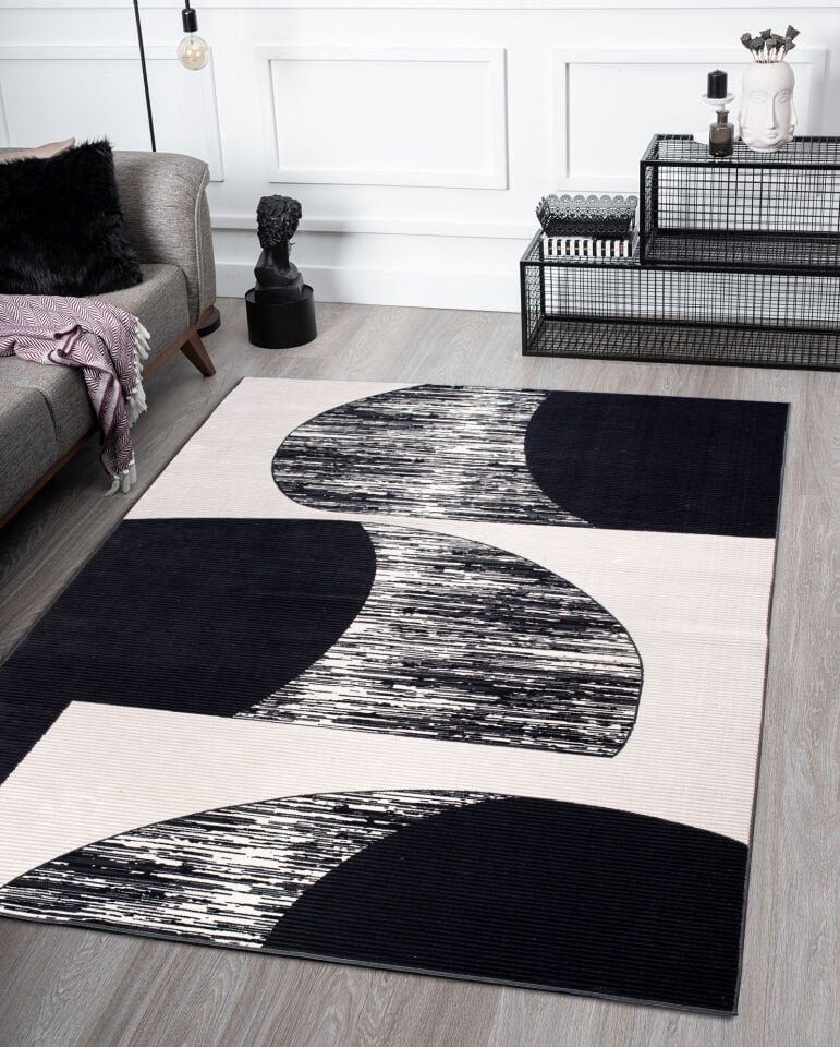 Home Dream Lykia Siyah Beyaz Modern Halı LYK009