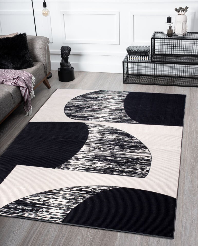 Home Dream Lykia Siyah Beyaz Modern Halı LYK009