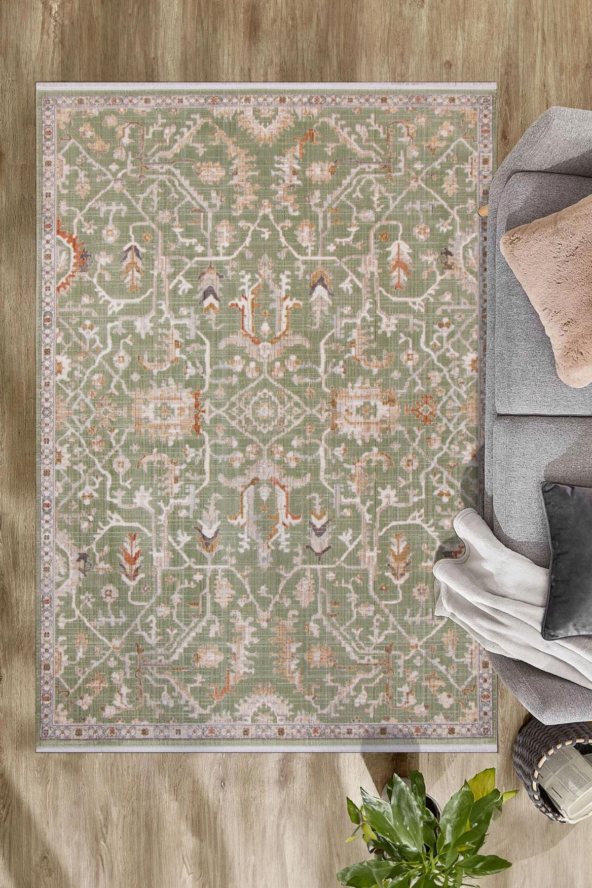 Home Dream Authentic Salon, Mutfak , Oturma Odası ve Çocuk Odası Halısı N0089B Yeşil