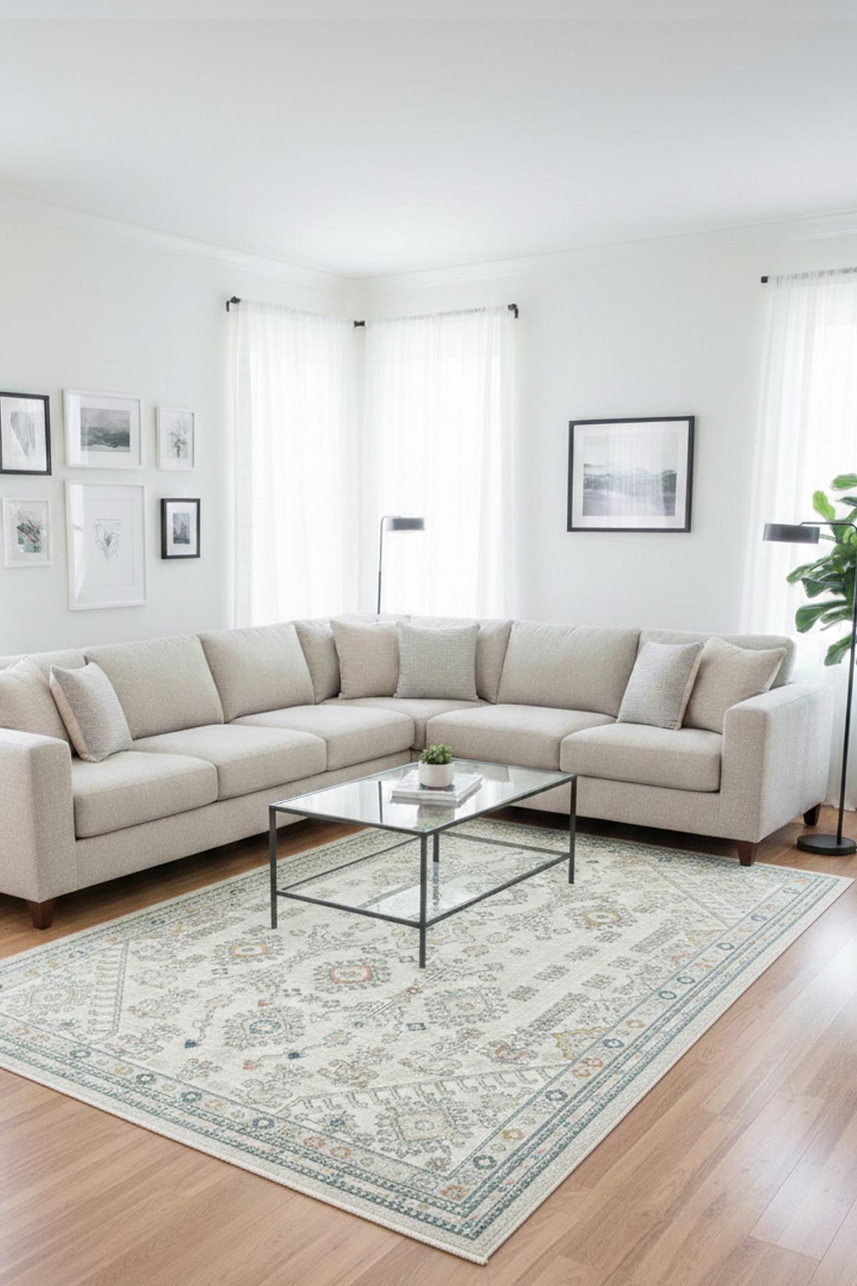 Home Dream Authentic Salon, Mutfak , Oturma Odası ve Çocuk Odası Halısı N0104A Krem