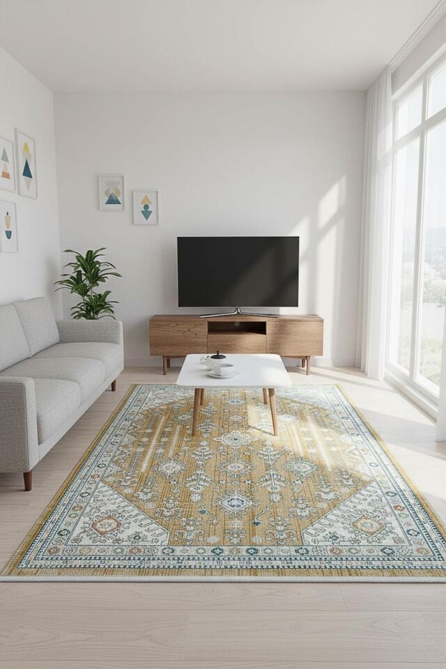 Home Dream Authentic Salon, Mutfak , Oturma Odası ve Çocuk Odası Halısı N0104A Altın