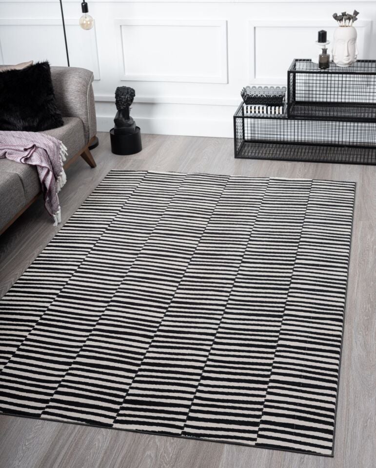 Home Dream Lykia Siyah Beyaz Modern Halı LYK004