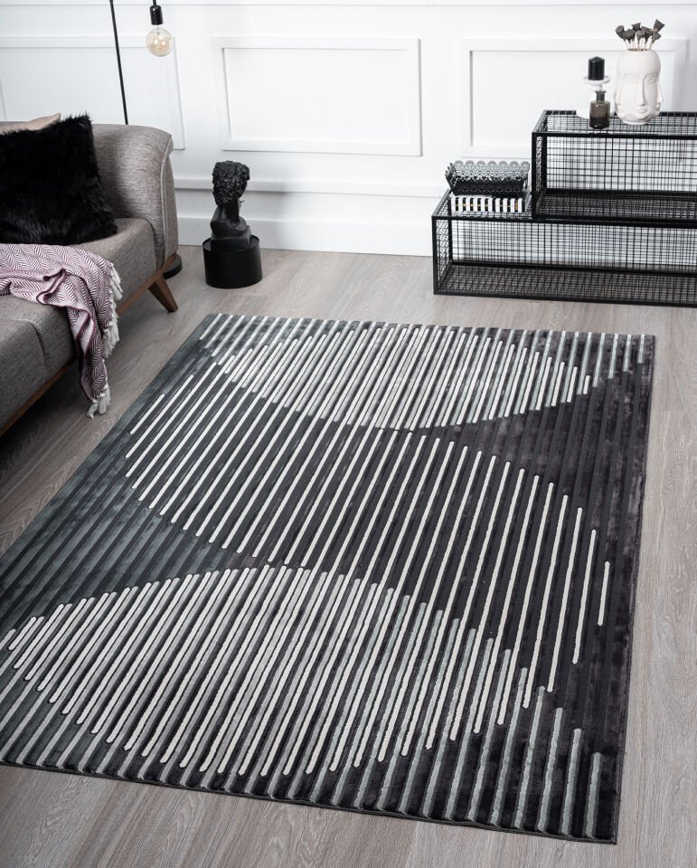 Home Dream Lykia Siyah Gri Modern Halı LYK014